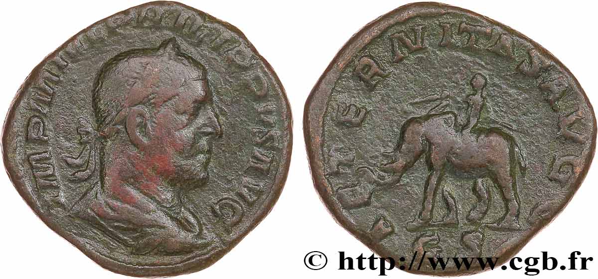 PHILIPPE Ier L ARABE Sesterce TTB