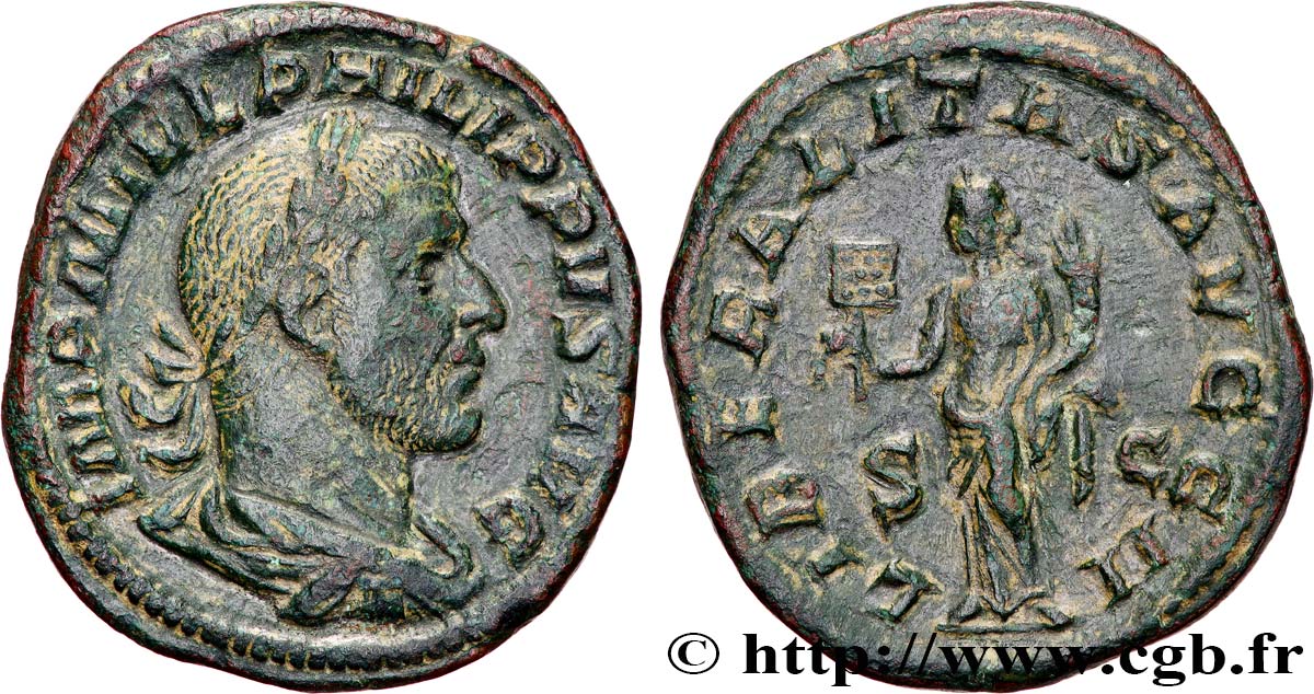 PHILIPPE Ier L ARABE Sesterce TTB