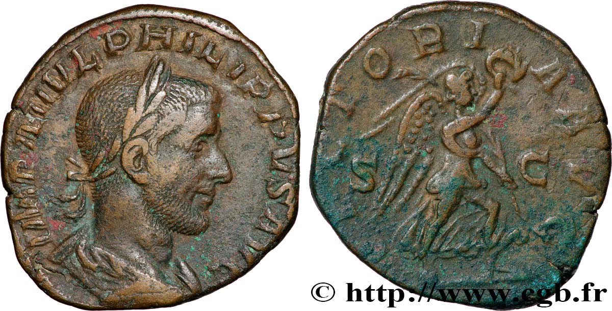 PHILIPPE Ier L ARABE Sesterce TTB+/TTB