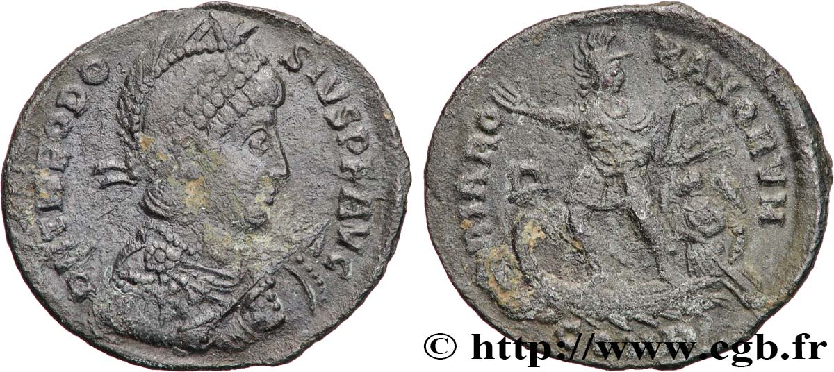 THEODOSIUS I Maiorina pecunia, (MB, Æ 2) AU/XF