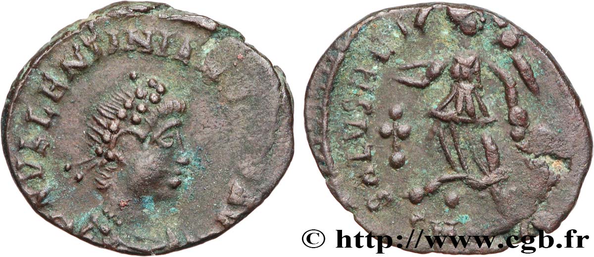 VALENTINIANUS II Nummus, (PBQ, Æ 4) fVZ/SS