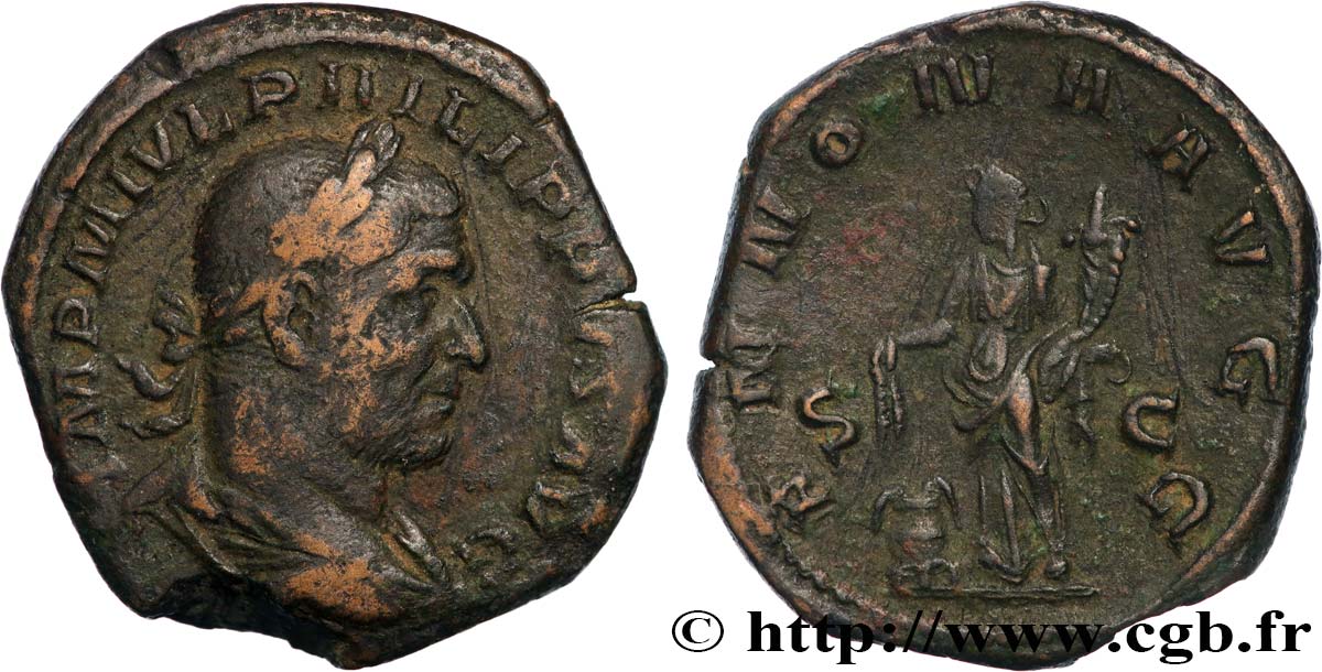 PHILIPPUS I. ARABS Sesterce fSS