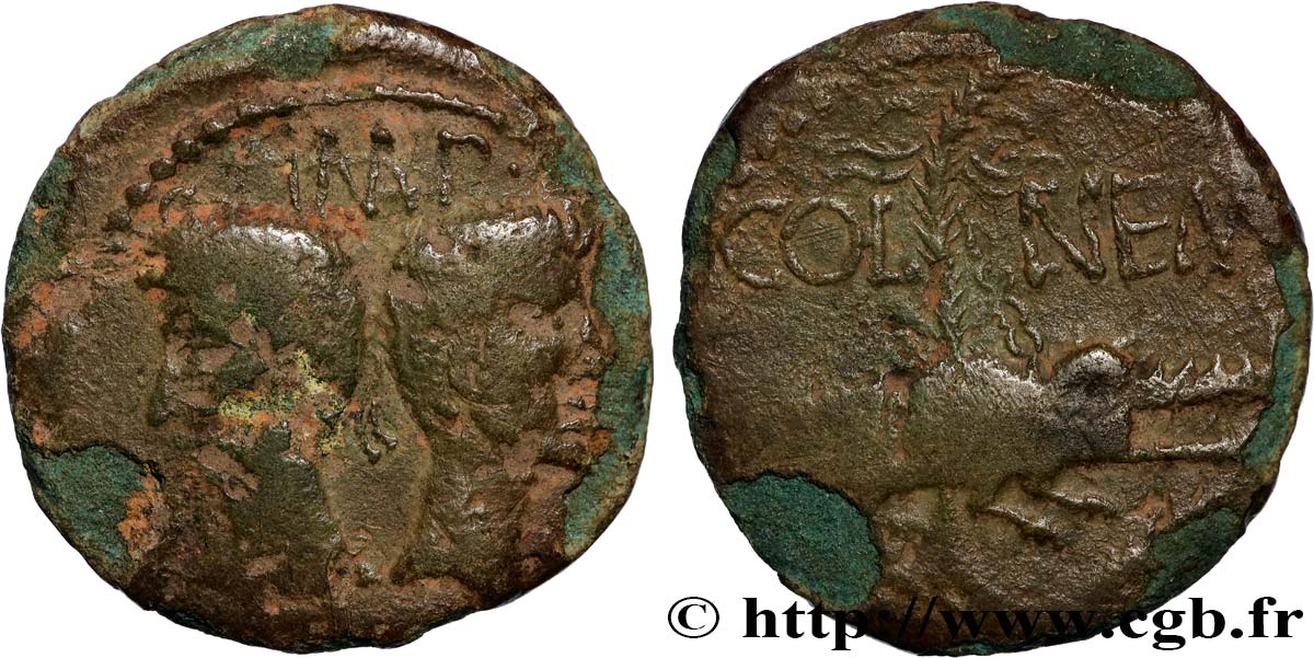 AUGUSTE et AGRIPPA Dupondius TB