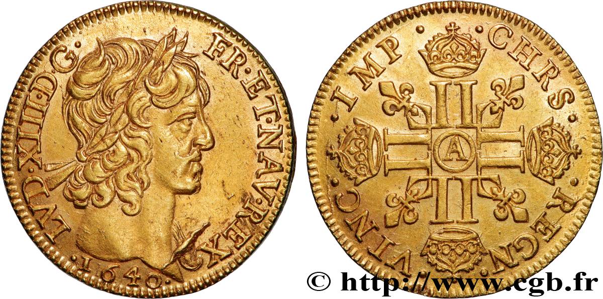 LOUIS XIII LE JUSTE Louis d or aux huit L (effigie de Jean Warin) 1640 Paris, Monnaie du Louvre SUP