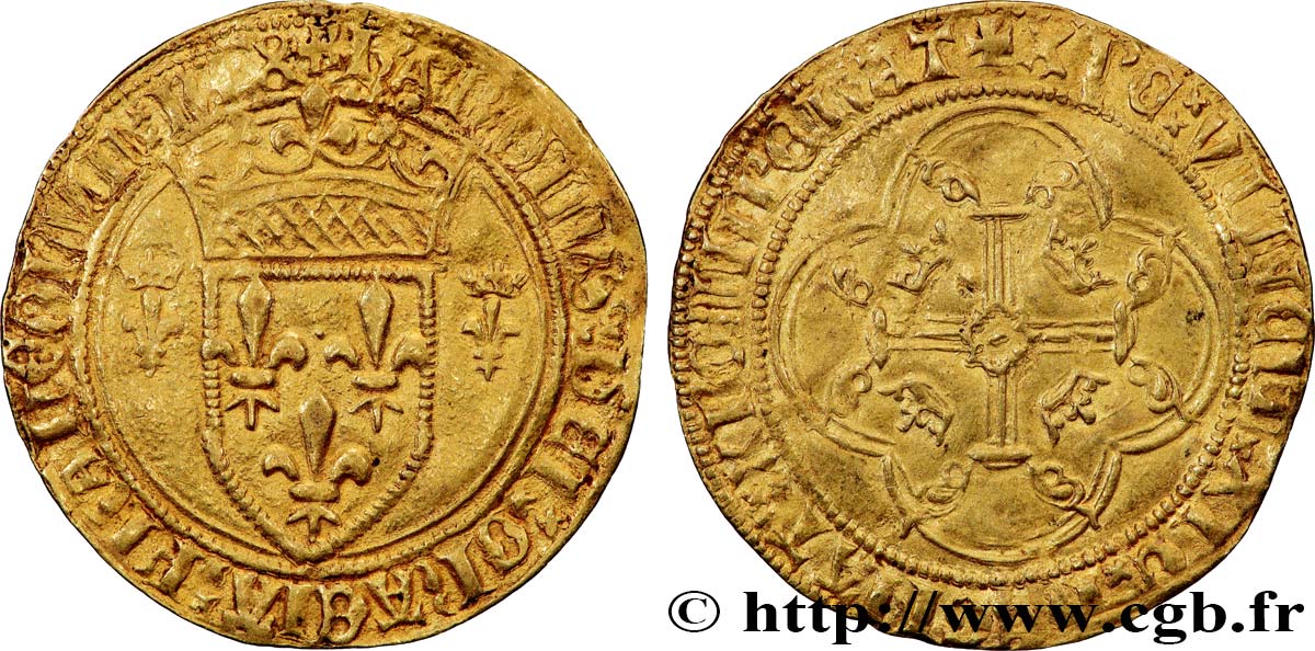 CHARLES VII LE VICTORIEUX Écu d or à la couronne ou écu neuf s.m. Romans TTB+