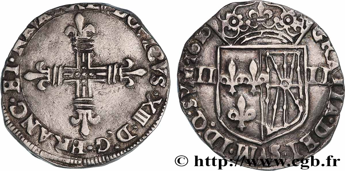 LOUIS XIII LE JUSTE Quart d écu de Navarre 1610 Saint-Palais TTB+