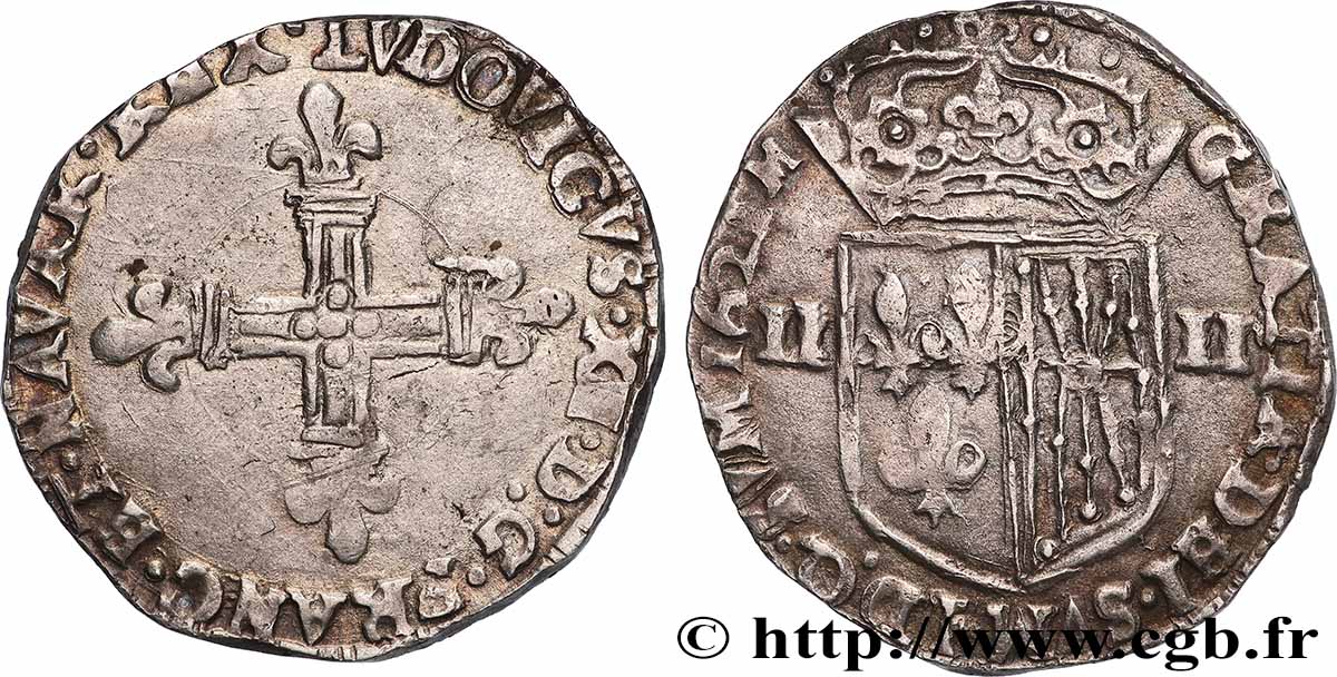 LOUIS XIII LE JUSTE Quart d écu de Navarre 1621 Saint-Palais TTB