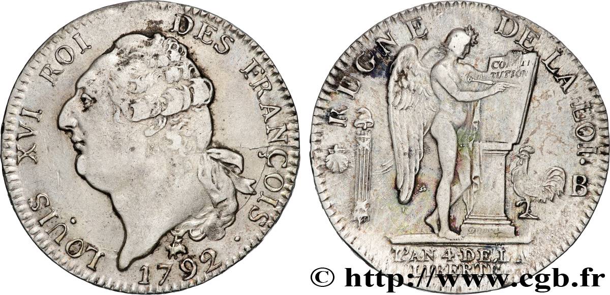 LOUIS XVI (MONARQUE CONSTITUTIONNEL) Écu dit au génie , type FRANÇOIS 1792 Rouen TTB
