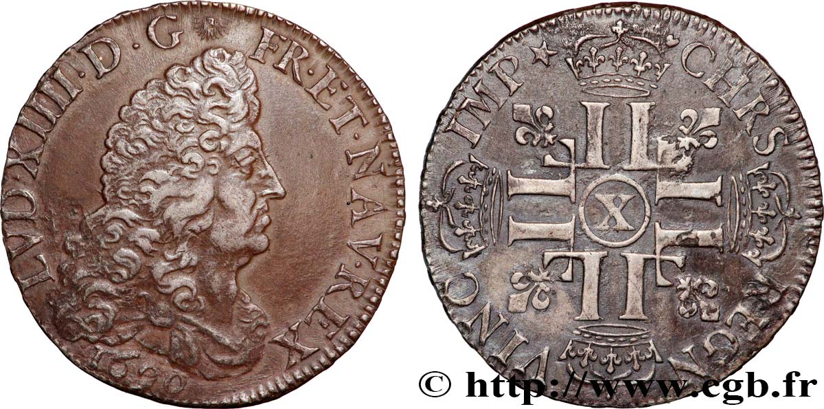 LOUIS XIV  THE SUN KING  Demi-écu aux huit L, 1er type 1690 Amiens AU