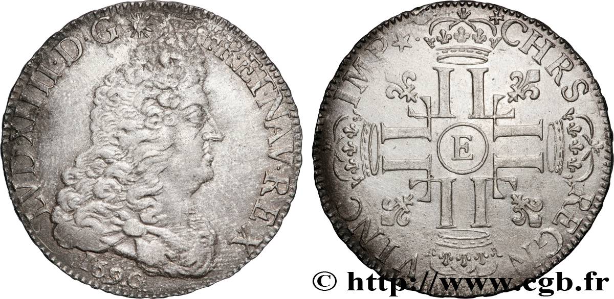 LOUIS XIV  THE SUN KING  Demi-écu aux huit L, 1er type 1690 Tours XF/AU