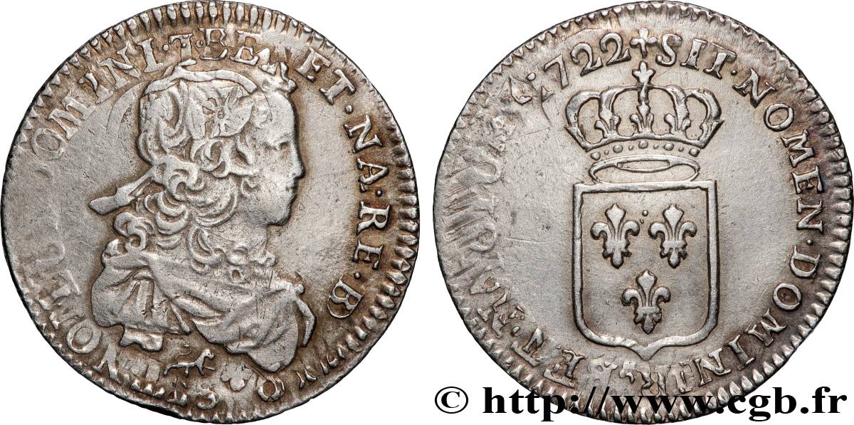 LOUIS XV DIT LE BIEN AIMÉ Sixième d écu de France 1722 Pau TTB