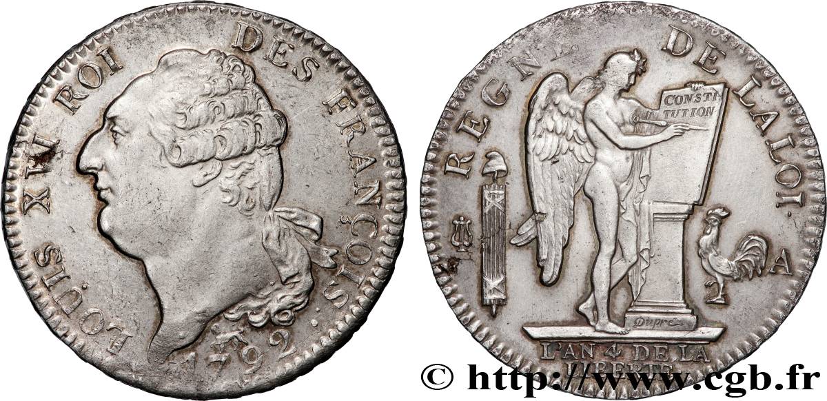 LOUIS XVI Écu au génie 1792 Paris MS
