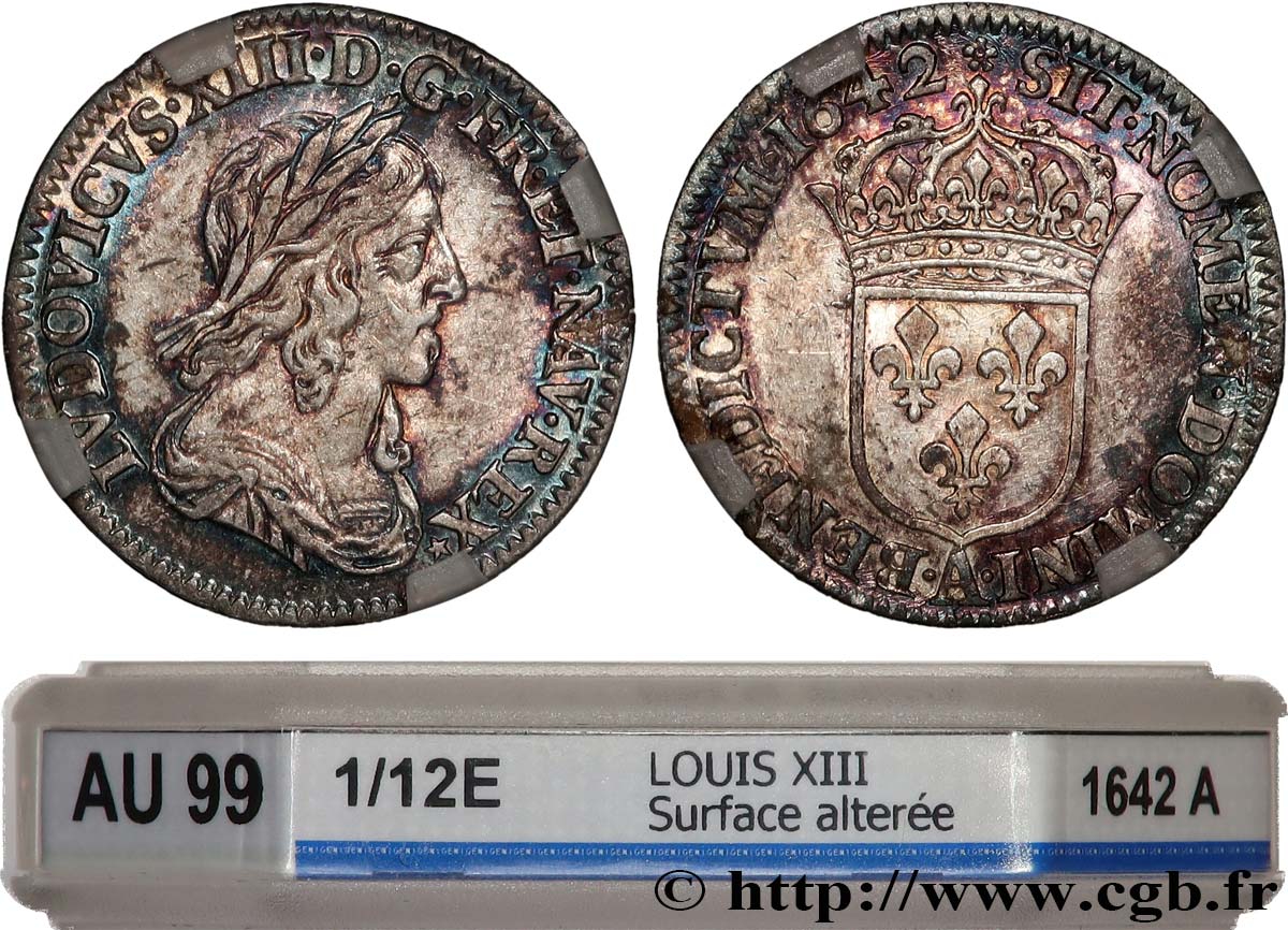 LOUIS XIII Douzième d écu, buste drapé et cuirassé (2e buste de Jean Warin) 1642 Paris, Monnaie de Matignon AU