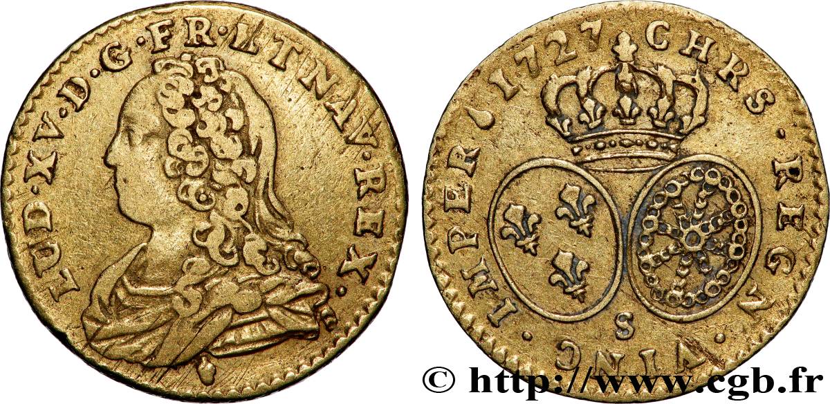 LOUIS XV DIT LE BIEN AIMÉ Demi-louis d or aux écus ovales, buste habillé 1726 Reims TTB/TB+