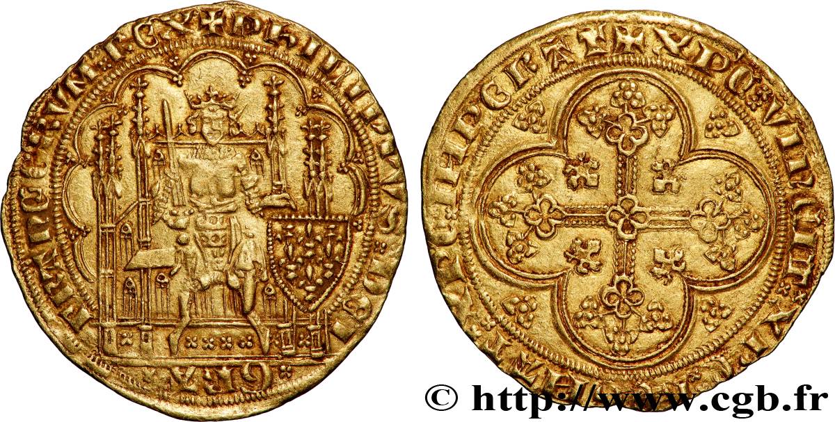 PHILIP VI OF VALOIS Écu d or à la chaise n.d.  AU