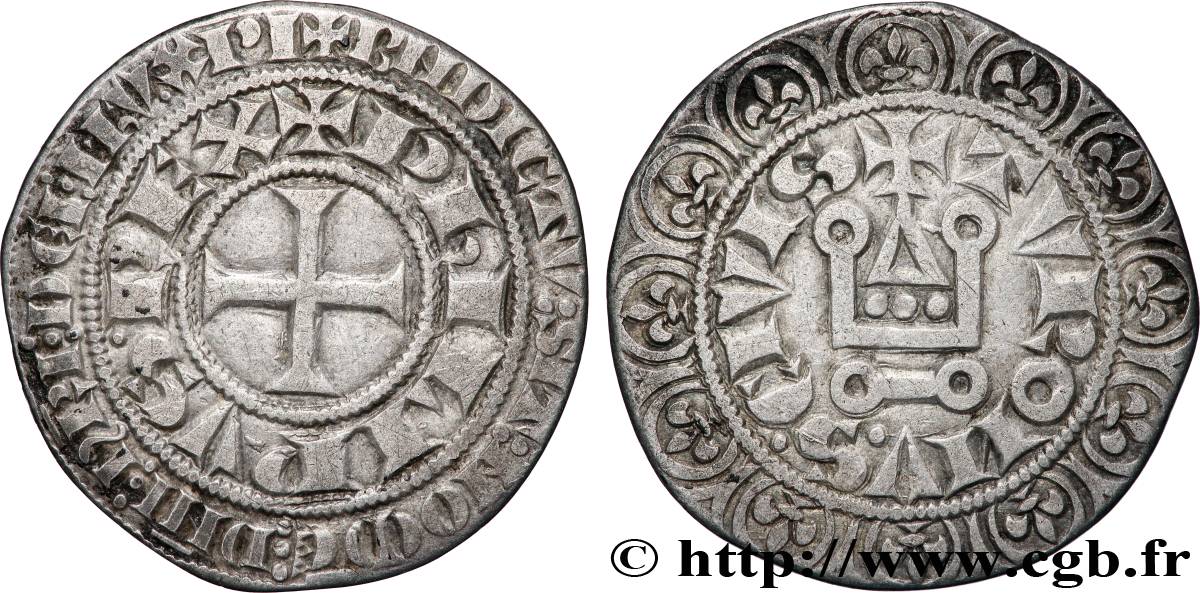 PHILIP III  THE BOLD  Gros tournois à l O rond s.m.  XF