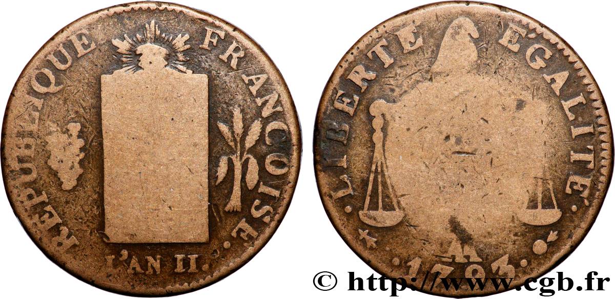 THE CONVENTION 2 sols dit à la table de loi 1793 Metz VF