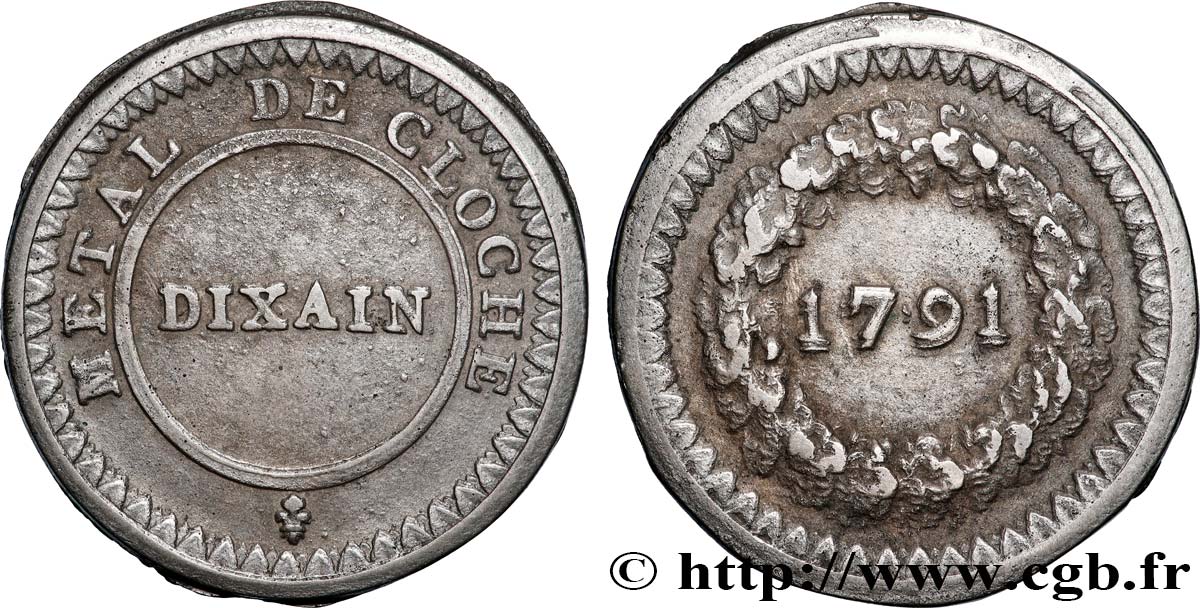 REVOLUTION COINAGE Dixain de Rochon 1791 Lyon XF