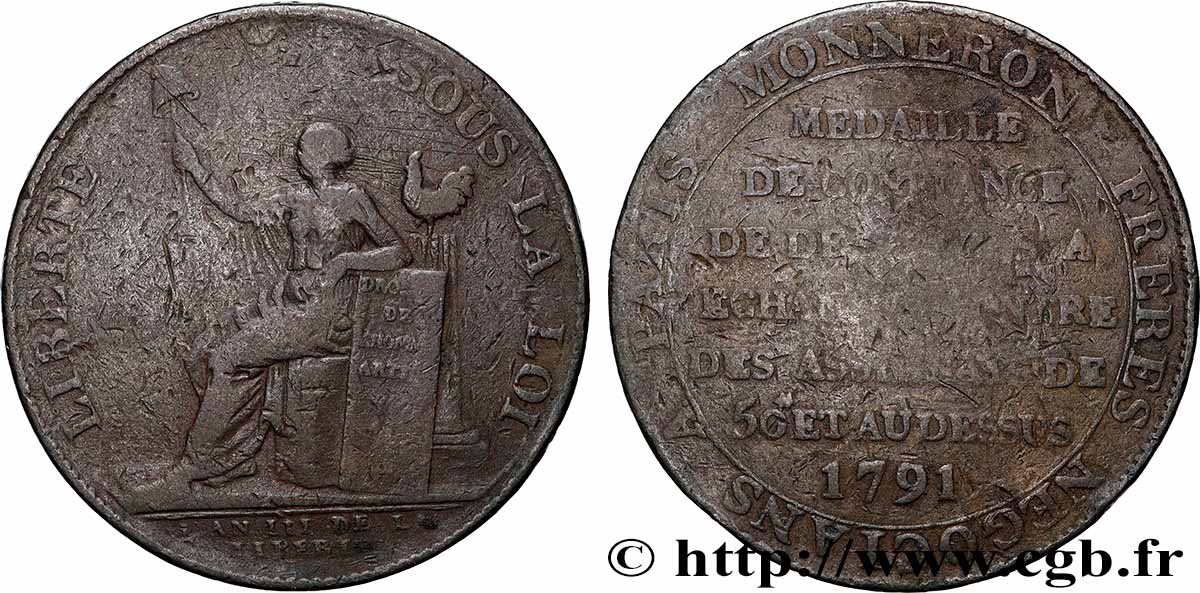 CONFIANCE (MONNAIES DE...) Monneron de 2 sols à la Liberté 1791 Birmingham, Soho TB