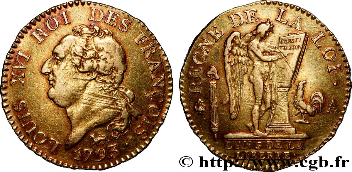 LOUIS XVI (MONARQUE CONSTITUTIONNEL) Louis d’or au génie 1793 Paris TTB/TTB+