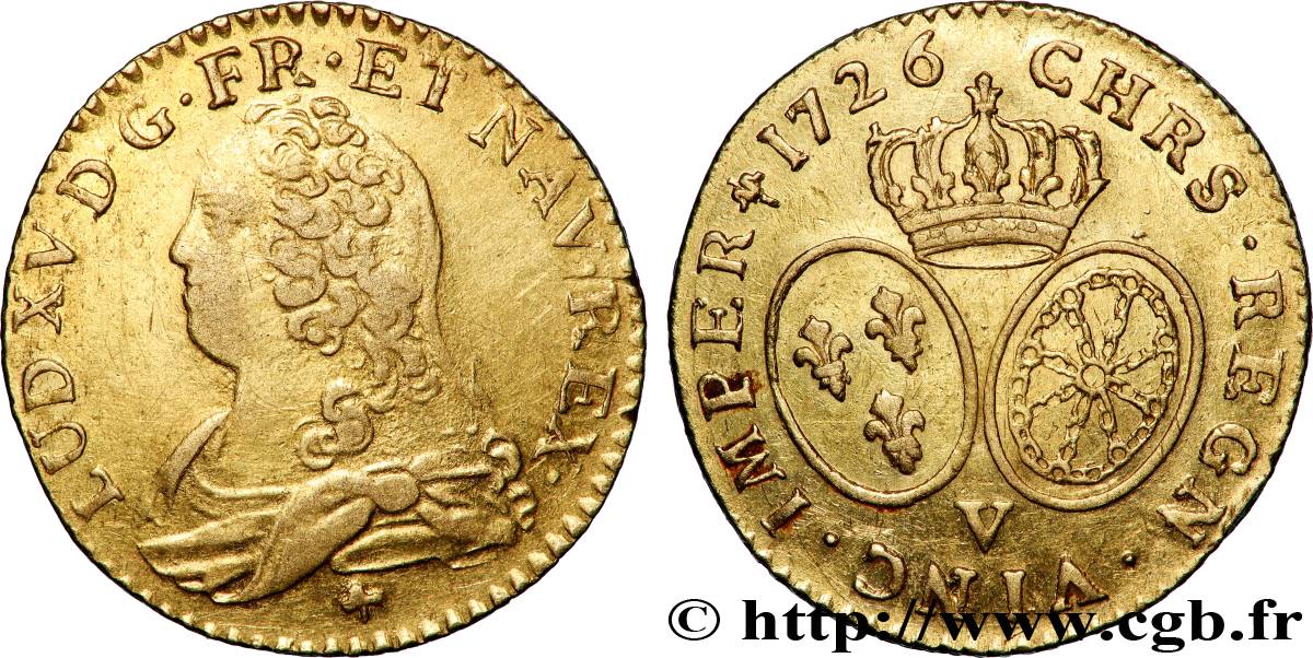 LOUIS XV DIT LE BIEN AIMÉ Louis d or aux écus ovales, buste habillé 1726 Troyes TTB