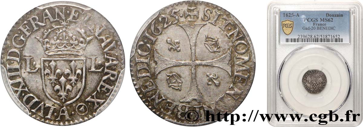 LOUIS XIII Douzain 1625 Paris MS62