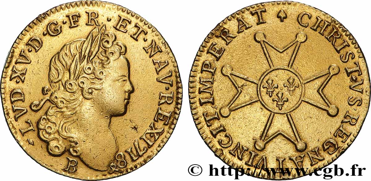 LOUIS XV DIT LE BIEN AIMÉ Louis d’or à la croix de chevalier 1718 Rouen TTB+