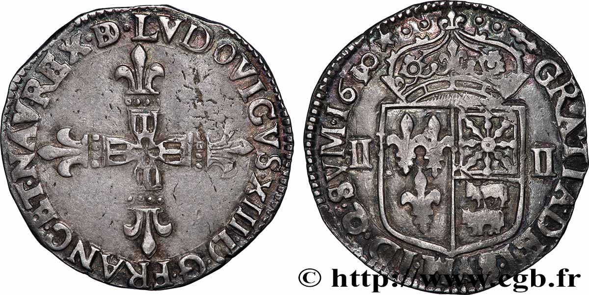 LOUIS XIII Quart d écu de Béarn 1610 Morlaàs fVZ