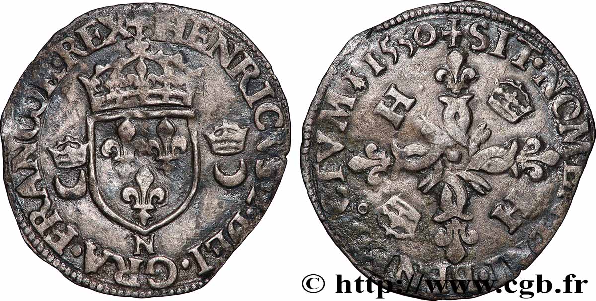 HENRY II Douzain aux croissants 1550 Nantes SS/fSS