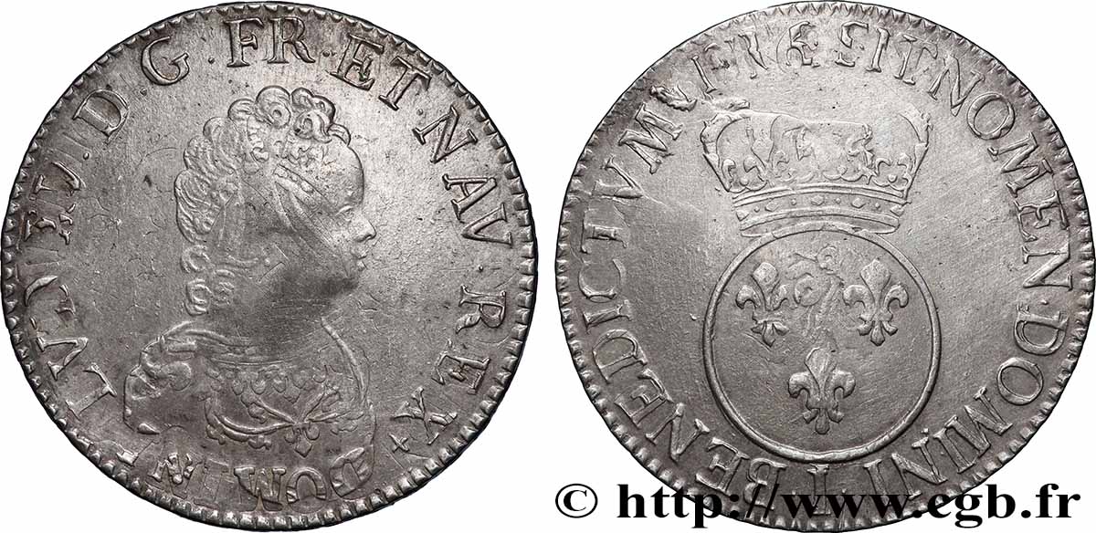 LOUIS XV THE WELL-BELOVED Écu dit vertugadin 1716 Limoges MBC
