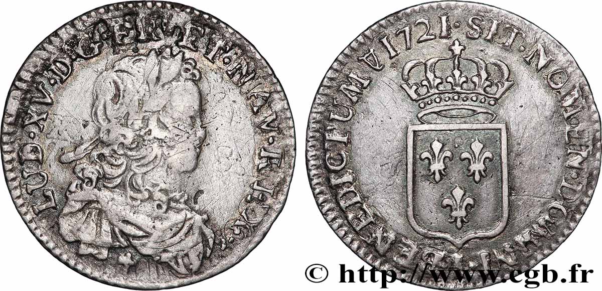LOUIS XV DIT LE BIEN AIMÉ Sixième d écu de France 1720 Limoges TB+/TTB+