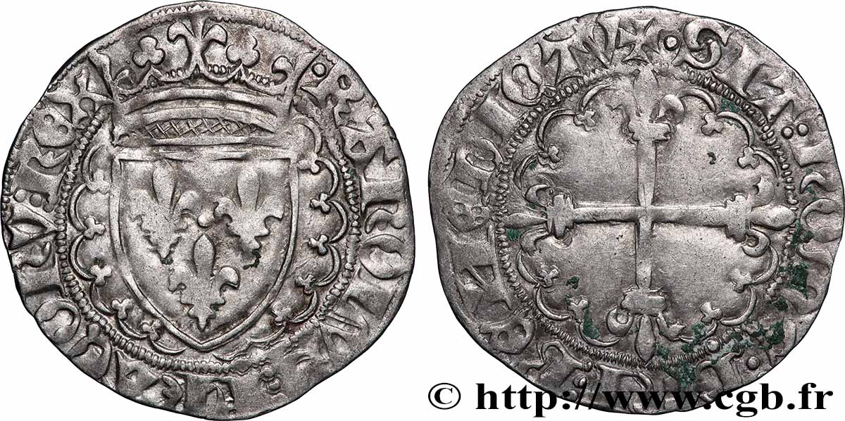 CHARLES VII LE VICTORIEUX Blanc dentillé s.m. Poitiers TTB