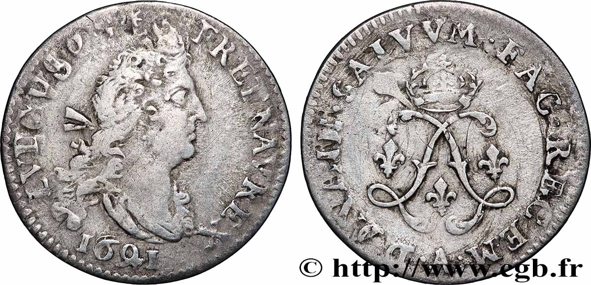LOUIS XIV THE SUN KING Quatre sols aux deux L 1691 Paris fSS