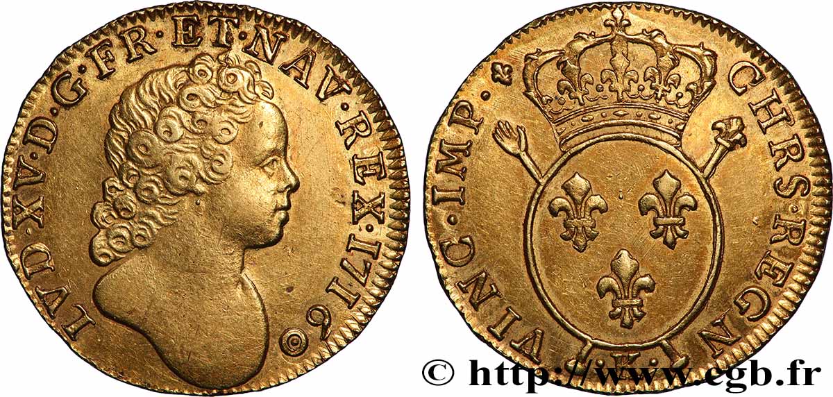 LOUIS XV DIT LE BIEN AIMÉ Double louis d or aux insignes 1716 Bordeaux SUP
