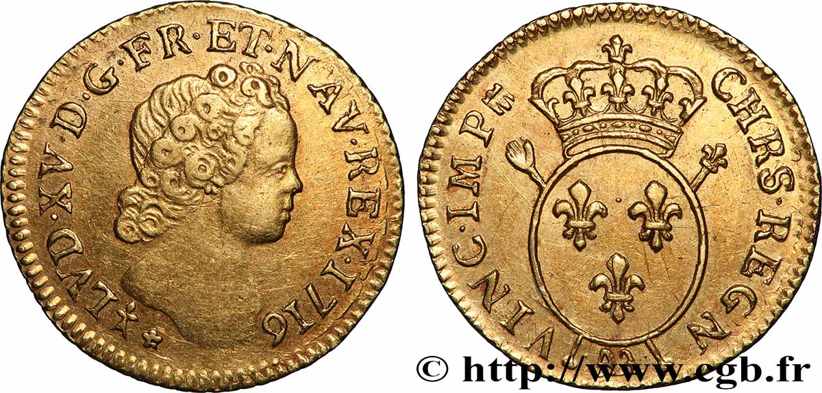 LOUIS XV DIT LE BIEN AIMÉ Demi-louis d or aux insignes 1716 Metz TTB+/SUP