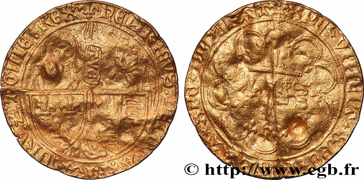HENRY VI DE LANCASTRE - ROI DE FRANCE (1422-1453) - ROI D ANGLETERRE (1422-1461) et (1470-1471) Salut d or s.m. Saint-Lô TB+