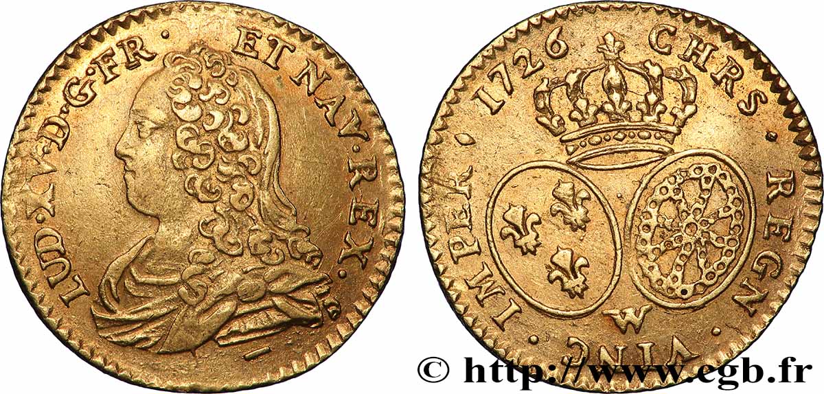 LOUIS XV DIT LE BIEN AIMÉ Demi-louis d or aux écus ovales, buste habillé 1726 Lille TTB+