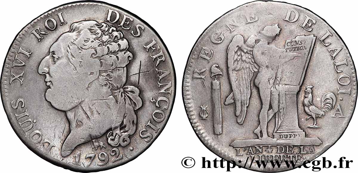 LOUIS XVI Demi-écu dit au génie , type FRANÇOIS 1792 Paris VF
