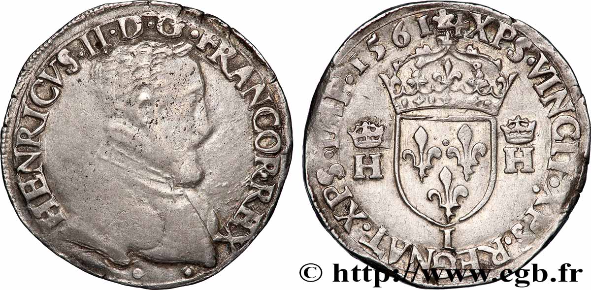 CHARLES IX. COINAGE AT THE NAME OF HENRY II Teston à la tête nue, 1er type 1561 Limoges BB/q.SPL