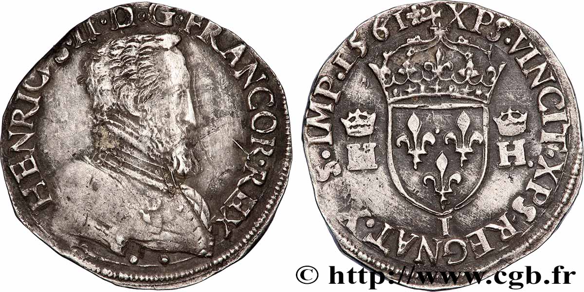 CHARLES IX COINAGE IN THE NAME OF HENRY II Teston à la tête nue, 1er type 1561 Limoges XF/AU
