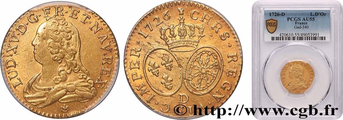 LOUIS XV DIT LE BIEN AIMÉ Louis d or aux écus ovales, buste habillé 1726 Lyon TTB+/SUP