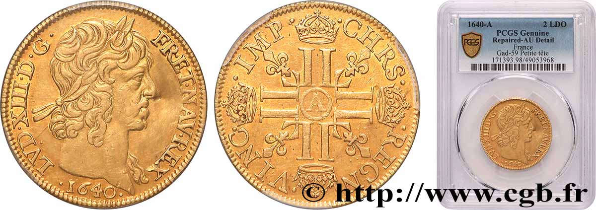 LOUIS XIII Double louis d or aux huit L (effigie de Jean Warin) 1640 Paris, Monnaie du Louvre fVZ