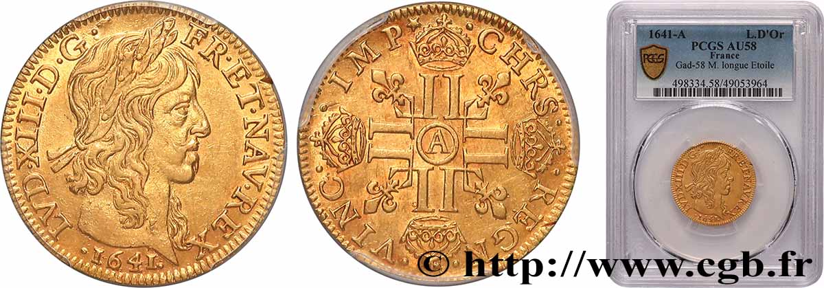 LOUIS XIII Louis d or aux huit L (effigie de Jean Warin) 1641 Paris, Monnaie du Louvre VZ58