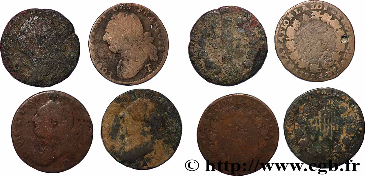 LOUIS XVI 12 deniers dit au faisceau , type FRANCOIS, lot de 4 ex. n.d. Ateliers divers lot
