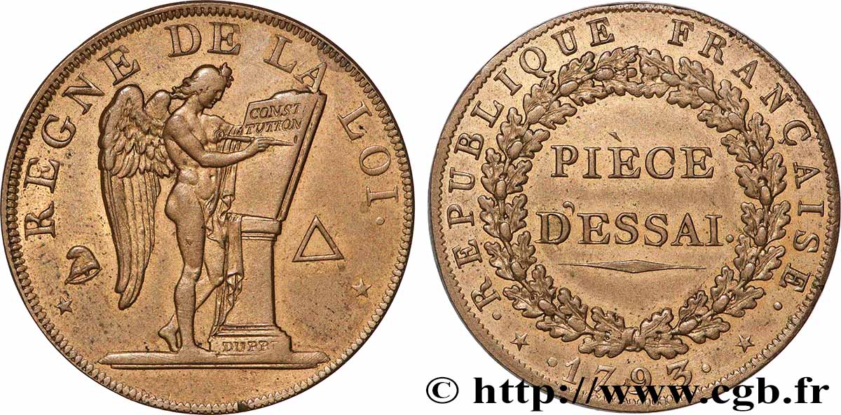 THE CONVENTION Pièce d’essai au module de 2 sols 1793 AU/AU