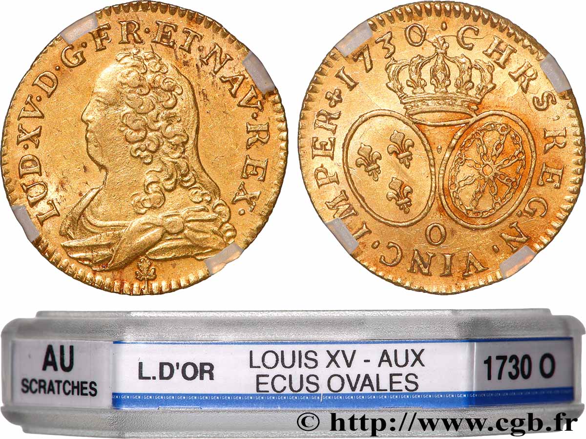 LOUIS XV DIT LE BIEN AIMÉ Louis d or aux écus ovales, buste habillé 1730 Riom TTB+