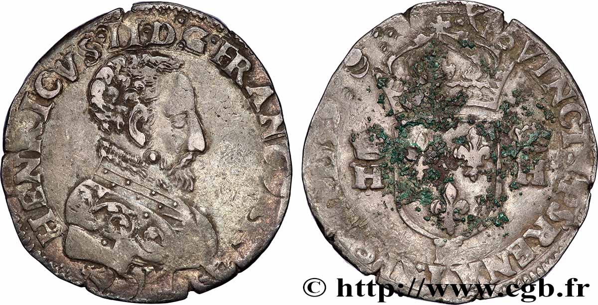 FRANÇOIS II. MONNAYAGE AU NOM D HENRI II Teston à la tête nue, 3e type 1559 Bordeaux TB+