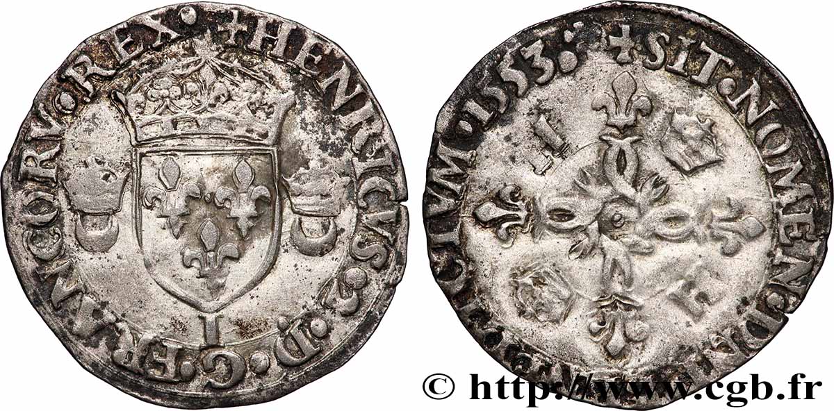 HENRY II Douzain aux croissants 1553 Limoges VF/XF