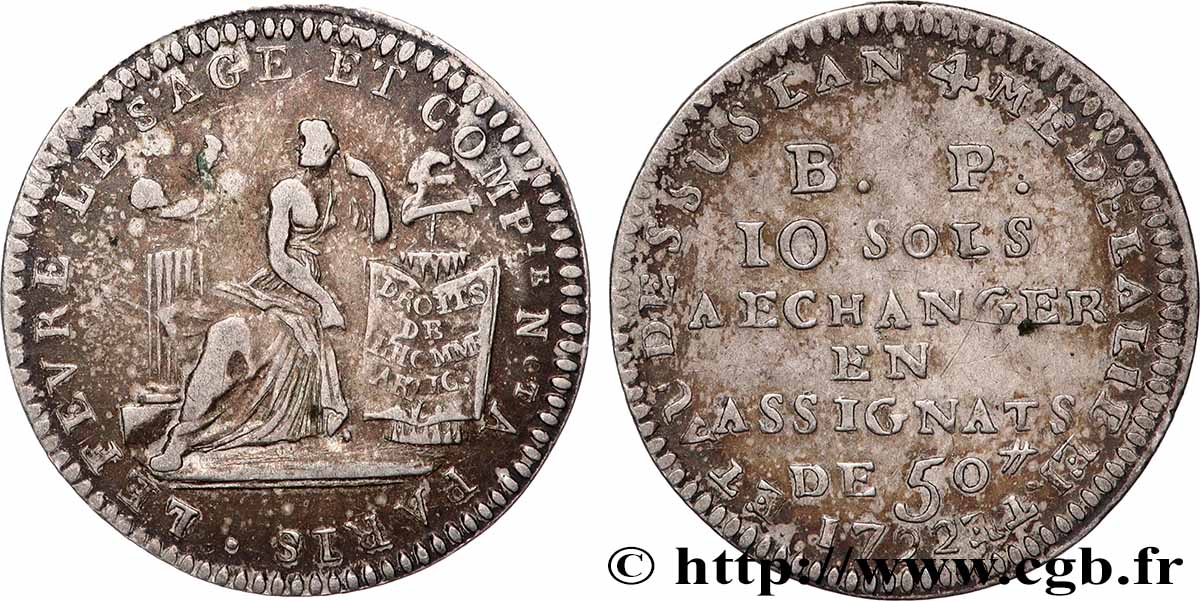 CONFIANCE (MONNAIES DE...) 20 sols de Lefèvre Lesage et Cie 1792 Paris TB+/TTB