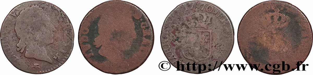 LOUIS XV THE WELL-BELOVED Demi-sol dit à la vieille tête , lot de 2 ex. n.d. Ateliers divers lot